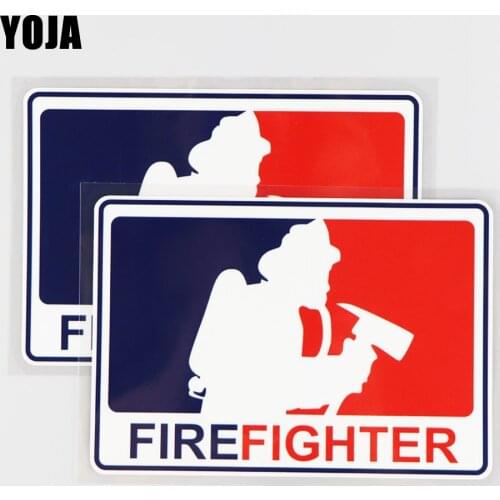 YOJA 15.8X10.8CM FIREFIGHTER Vinyl Car Sticker Creative Cartoon Waterproof Decoration Decal 19A-0270