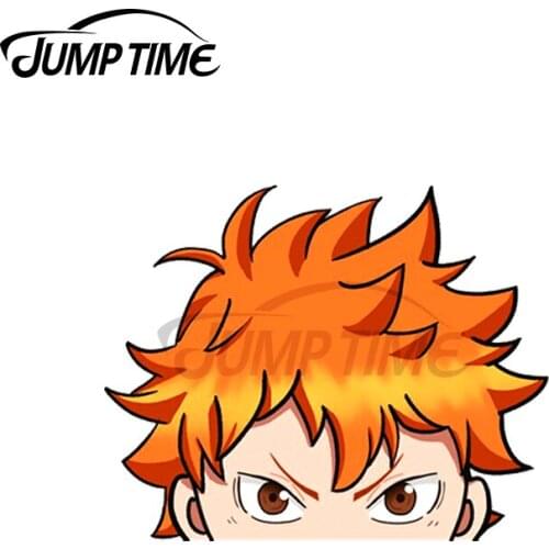 Jump Time 13 x 9cm For Shoyo Hinata Peeker Bumper Car Stickers Refrigerator Vinyl Decal Occlusion Scratch Anime Car Assessoires