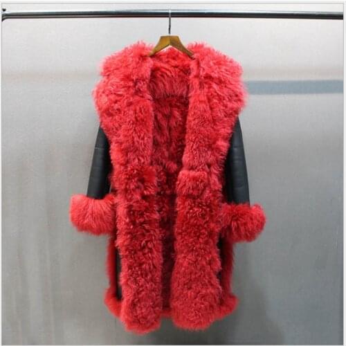 2021 New Luxury Genuine Jacket Leather Winter Coats Women Real Sheepskin Long Coats Natural Lamb Wool Fur Outwear Female Cloth