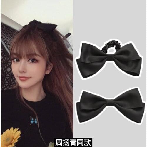 New Fashion Korean Ribbon Fabric Big Black Bowknot Hair Clip Women Hair Accessories Headwear Hair Tie Hair Clips for Girls