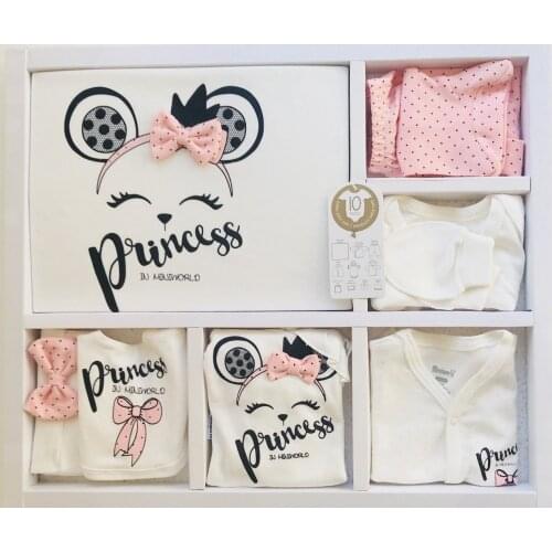Baby Girl Bow Princess 10 Pcs Hospital Outlet Natural Antiallergic 100% Cotton Fabric Flexible Quality