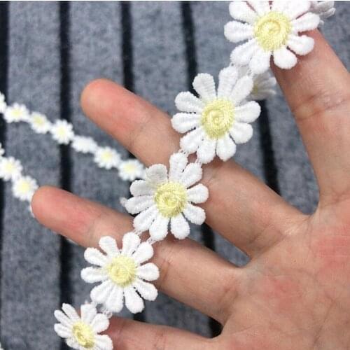 3 Yards 2.5cm Width Good Quality Lace Trim Sewing Accessories Scrapbooking Daisy Flower Milk Fiber Lace for Garment