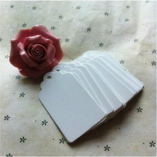 4 * 7 Cm High Grade White Paper Square Flower Head Craft Paper Clothes Decoration Accessories Hang Tag With Hemp Rope 300pcs/lot