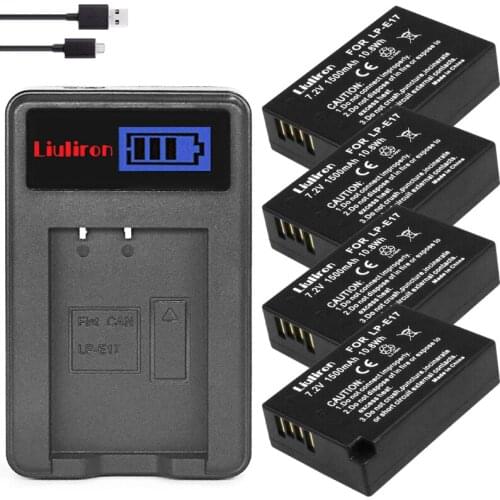 4x 1500mah LP-E17 LPE17 LP E17 Camera Battery +LCD Dual USB Charger for Canon EOS M3 M5 M6 750D 760D T6i T6s 800D 8000D Kiss X8i