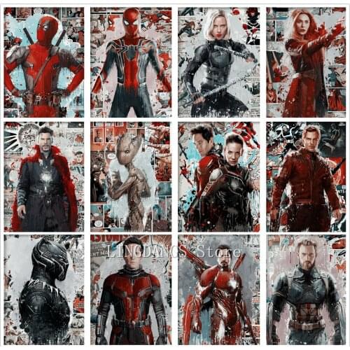 5D DIY Diamond Painting Marvel Iron Man Superhero Colorful Comics Diamond Mosaic Embroidery Cross Stitch Handmade Art Home Decor