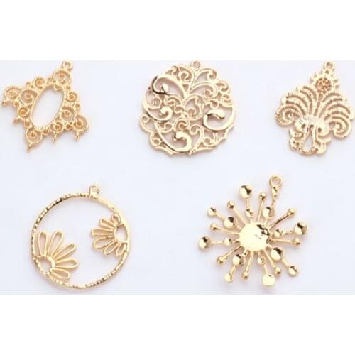 6pcs Copper Plated Geometric Earrings For Women Hollow Round Lace Porous Ladies Earrings Vintage Jewelry Pendant Accessories