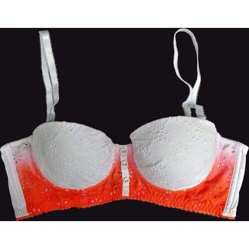 White Orange Gradient Color Button Youth Sexy Demi Bra for Women Removable Straps 1/2 Cup Underwire Lingerie Underwears BRB019