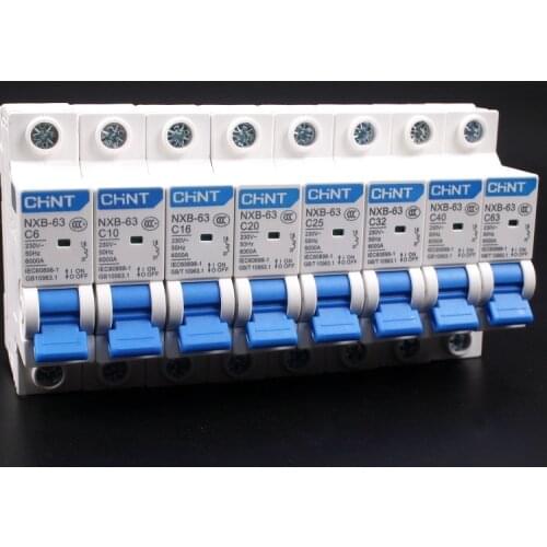 Free Shipping small household circuit breaker DZ47 upgrade 1P 1A-63A air switch unipolar circuit breaker NXB-63 C type switch