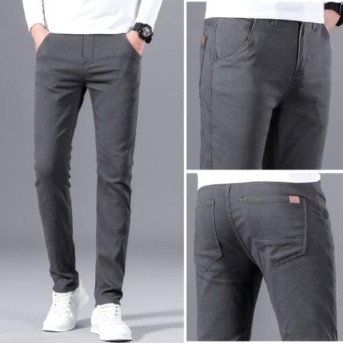 Youth Men Slim Stretch Leisure Sports Pants Spring Summer Thin Breathable Cotton Trousers Straight Casual Pencil Pants Plus Size