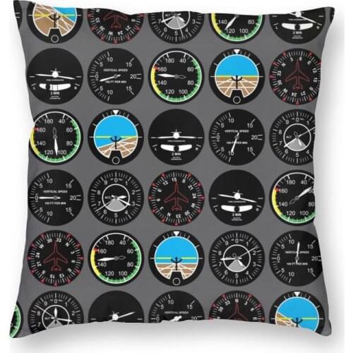 Aviation Airplane Flight Instruments Cushion Cover Print Pilot Aviator Plane Throw Pillow Case for Car Fashion Pillowcase Decor