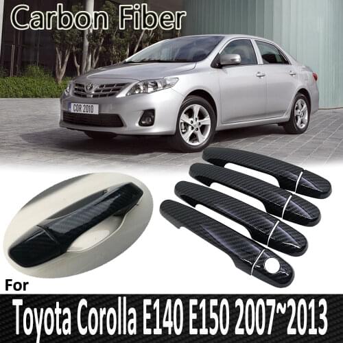 Black Carbon Fiber for Toyota Corolla E140 E150 2007 2008 2009 2010 2011 2012 2013 Door Handle Cover Sticker Car Accessories
