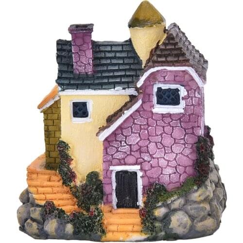 Color Random! 4 styles Cute Mini Resin House Miniature House Fairy Garden Micro Landscape Home Garden Decoration Resin Crafts