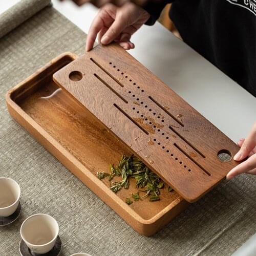 Walnut water storage dry tea table solid wood wooden square coaster teacup plate Japanese tray whole wooden plate