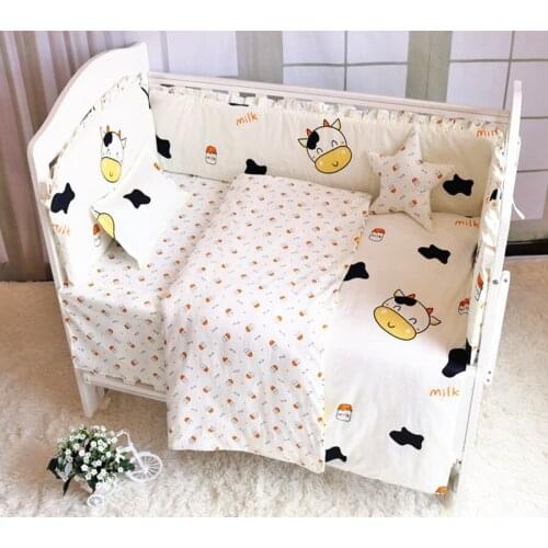 Baby Bedding Set Cotton Print Newborns Crib Protective Case Baby Bed Linens Cot Bumper Bed Sheet Infant Pillowcase Baby Bed Set