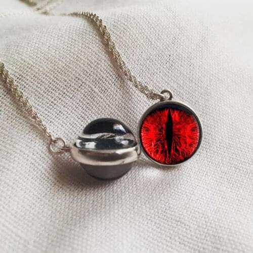 2018 New Red Dragon Eye Double Sided Pendant Colorful Eyes Necklace Glass Cabochon Jewelry Hand Craft Necklaces