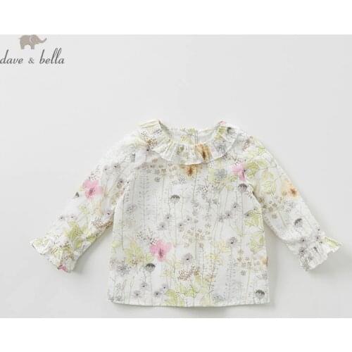 DB9947 dave bella baby girls spring infant baby fashion t-shirt toddler top children high quality tees lovely floral clothes