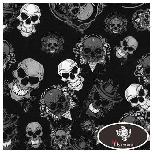 Free shipping NO.HFD082 Skull in Hat Design Water Transfer Printing Film Hydrographic Film 50cm*10m aqva print