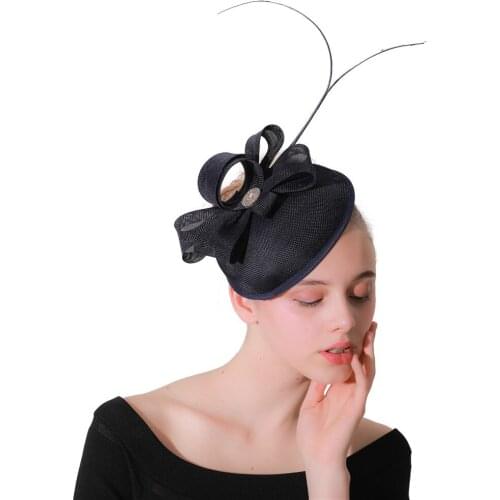 Quill Feather Fascinators Hats Female Event Party Chapeau Charming Summer Loop Black Headwear Race Hair Accessories Pillbox Hats