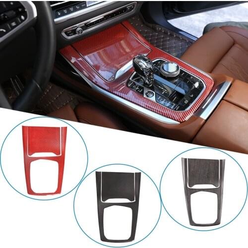 Red Carbon Fiber For BMW X5 G05 X7 G07 2019-2020 Gears Frame Cup Holder Gear Panel Covers Trim Interior Car Accessories