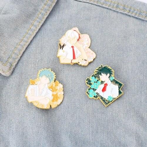 Boku No My Hero Academia Todoroki Shoto Bakugou Katsuki Cosplay Metal Brooch Pin Alloy Badge Props