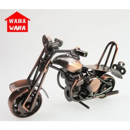 Mimi Metal Motorcycle Model Retro Motor Figurine Metal Decoration Handmade Iron Motorbike Prop Vintage Home Decor Kid Toy