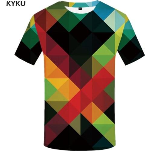 KYKU Brand Psychedelic T shirt Men Geometric Tshirt Printed Graffiti Shirt Print Russia Funny T shirts Harajuku T-shirts 3d