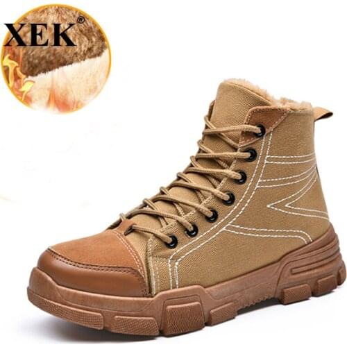 XEK Winter Shoes Men Plush Warm 2018 Winter Boots Men Anti skidding Men Boots fashion Plus velvet Snow boots for men ZLL461