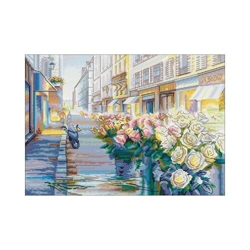 GM-1730 Flower shop on the corner of the street Needlework,For Embroidery, Arts Cross stitch kits Set Cross-Stitching