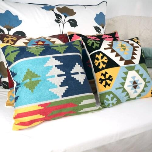 National Kilim Cushion Cover Embroidery Throw Pillow Cover For Sofa Car Chair Cushion Case Decorative 45x45cm Without Stuffing