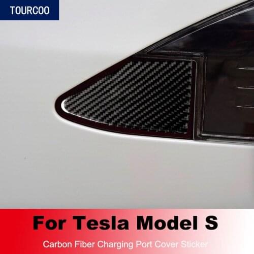 Carbon Fiber Charging Port Panel Cover Sticker for Tesla Model S Car Modification Accessories