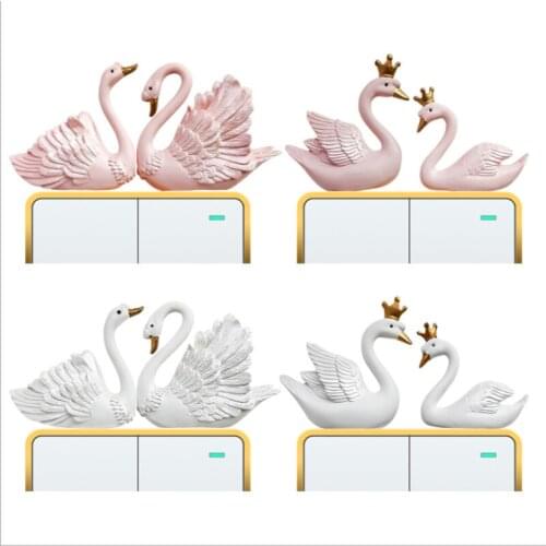 Swan Switch Stickers Socket Decoration Stickers Indoor Wall Stickers Creative Resin 3d Stereo