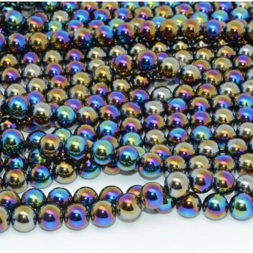 Natural Black Agate With Electroplate Angel Aura Loose Round Beads 8mm, Black Agate Was Treated from Mily White Agate