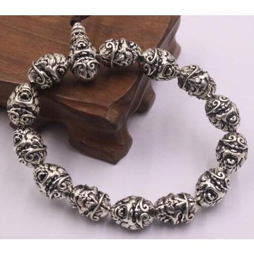 New Pure 999 Fine Silver Bracelet 12mm Monkey King Bracelet 60mm 64.62g