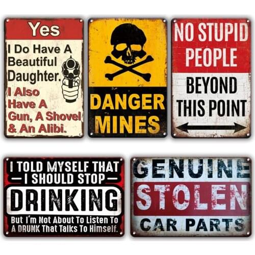 WARNING NO TRESPASSING Tin Sign Home Wall Art Craft Decor Metal Paintings Bar Pub Retro Tin Signs Plaque