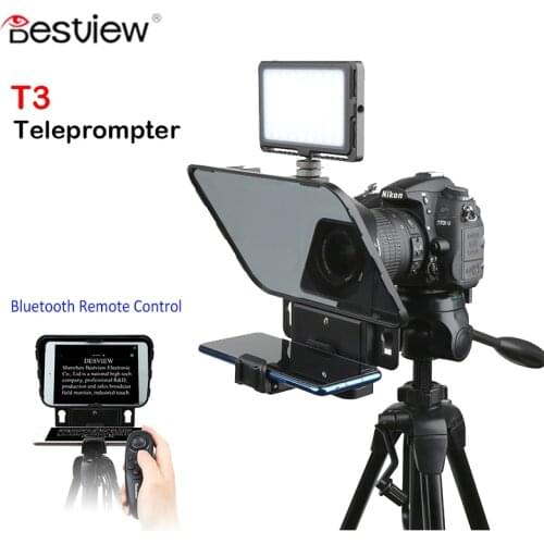 Bestview T3 Teleprompter with Remote Control Supports Wide Angle Lens for iPhone Smartphone/Tablet/DSLR Camera Live Recording