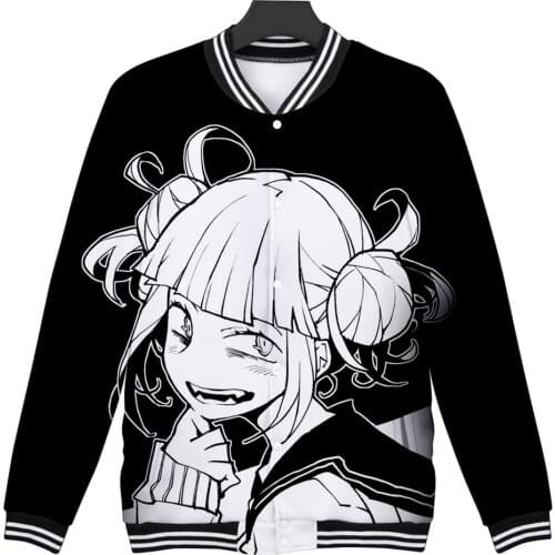 Button Up Shirt Boku No Hero Academia Himiko Toga Baseball Coat for Women Streetwear Jacket Anime My Hero Academy Sweatshirt