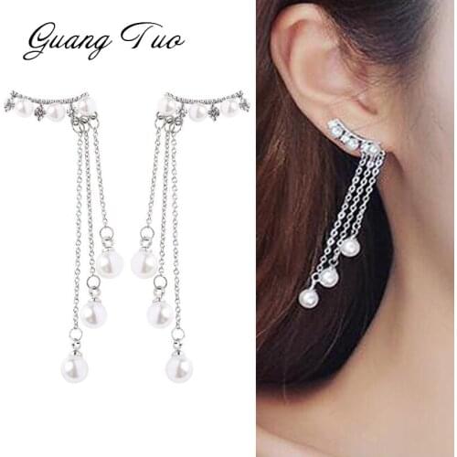 Pearl Tassel Earrings Temperament Korean Personality Pearls Earrings For Women Romantic Bridal Wedding Jewelry Accessories