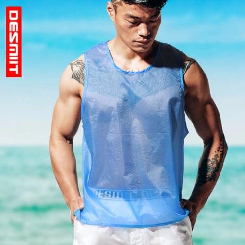 Ultra-Thin Sleeveless Mens Transparent Vest Quick Dry Seaside Beach Vacation Tank Tops Water Sport Vest Desmiit