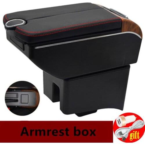 For Volkswagen Polo armrest box universal 2009-2020 Double doors open 7USB Centre Console Storage Box Arm Rest