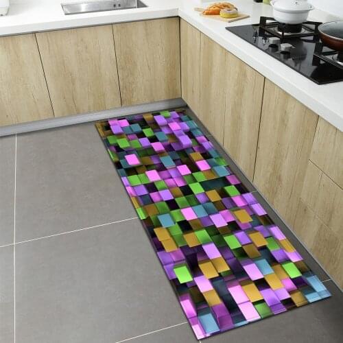 Entrance Doormat Kitchen Mat 3D Geometry Pattern Children Floor Bedroom Non-Slip Rug Hallway Balcony Carpet Decoration Bathroom