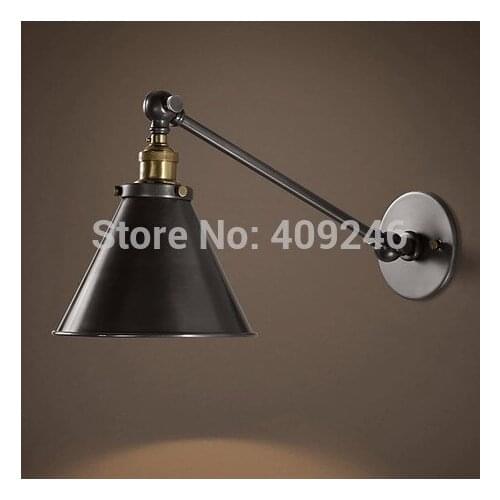 Loft Vintage Industrial Adjust Wall Swing Arm Lamp Matte Black Wall Lamp Cafe Bar Club Coffee Shop Store Hall