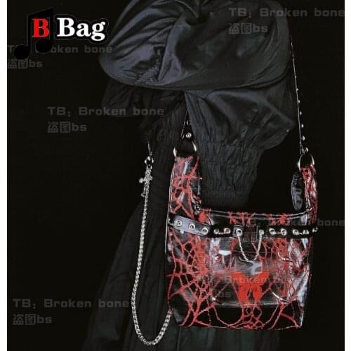 Womens shoulder bag Y2K Spice Girl Punk Gothic subculture Cobweb chain versatile Pu underarm Bag female handbag ladies Satchel