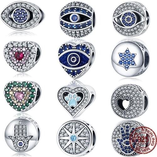 100% Real 925 Sterling Silver Shiny Eye Beads Fit Original 3mm Bracelet&BangleFor Women Birthday Fashion Jewelry Gift