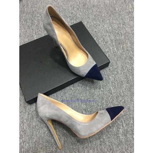 Mixed Color 12cm Heeled Suede Leather Slip On Women Thin High Heel Dress Shoe Pointed Toe Pumps Sexy OL Ladies High Heels