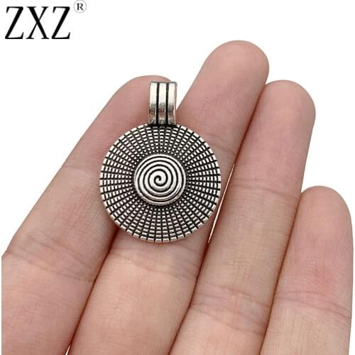 ZXZ 10pcs Tibetan Silver Boho Swirl Spiral Round Charms Pendants for Necklace Jewelry Making Accessories