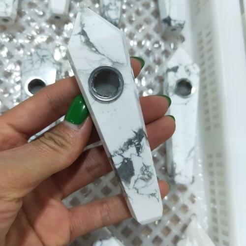 1pcs Natural White Turquoise Smoking Pipe Healing Stone Home Accessories Decoration Tube for Smoking