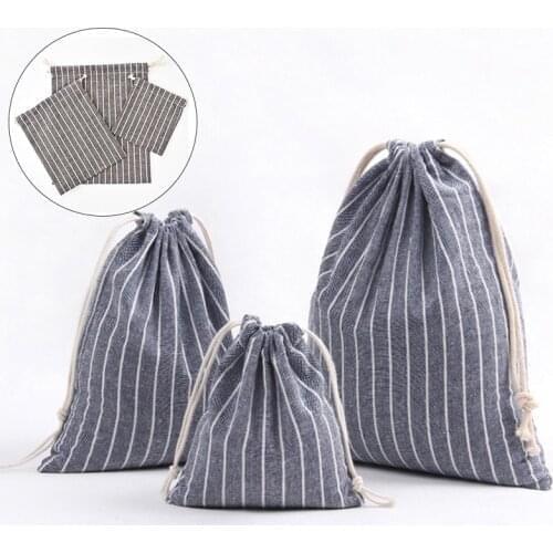 1pcs Stripe Drawstring Bags Travel Pouch Storage Clothes Handbag Cotton Women Girls Shoes Bags Makeup Bag Cosmetics Toiletry Bag