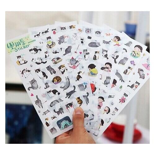 15packs/lot Vintage Love Cat series multifunctional PVC sticker DIY decoration sticker label office school supplies