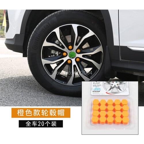 20pcs Orange 17/19/21mm Silica Gel Wheel Nuts Covers Protective Bolt Caps Car Wheel Hub Screw Nut Decoration Sticker Protector