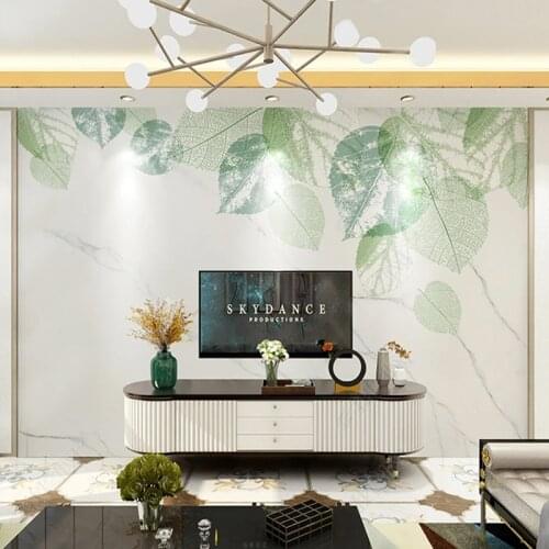 Custom 3D Wallpaper Poster Modern Minimalist Leaf Marble Pattern Mural Living Room TV Sofa Home Decor Background 3D Wall Cloth